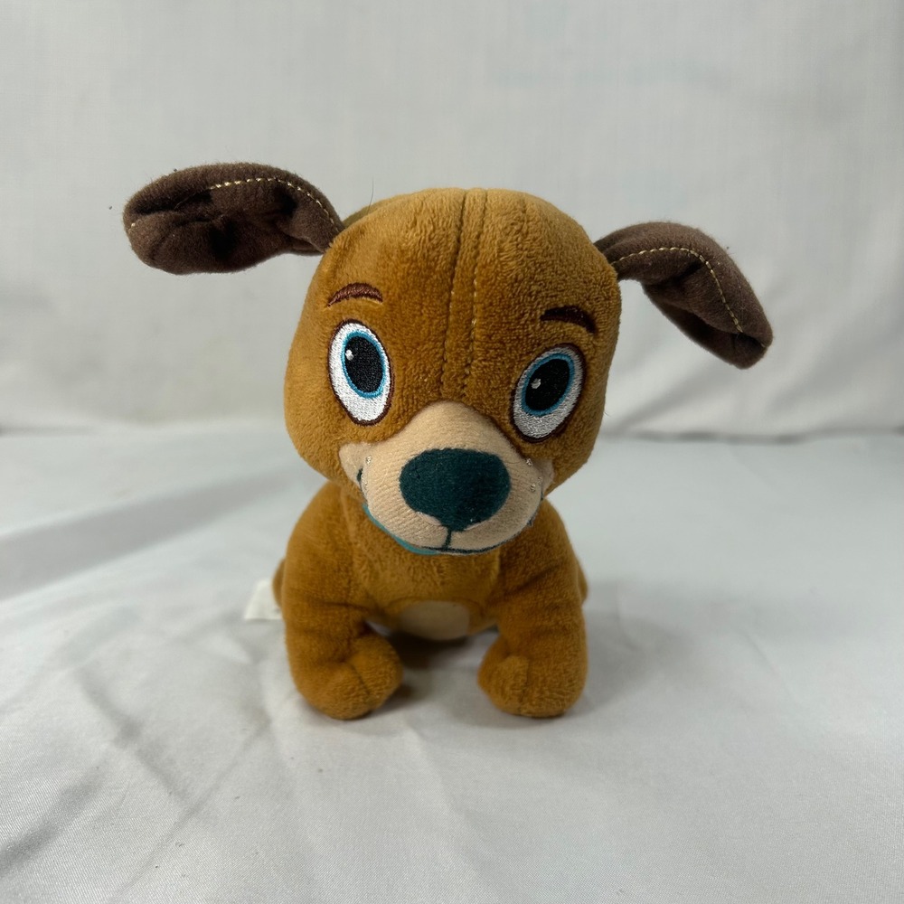 Disney Puppy Dog Pals Lucky‎ Plush Just Play Brown Dog Teal Collar 6 Inch Toy